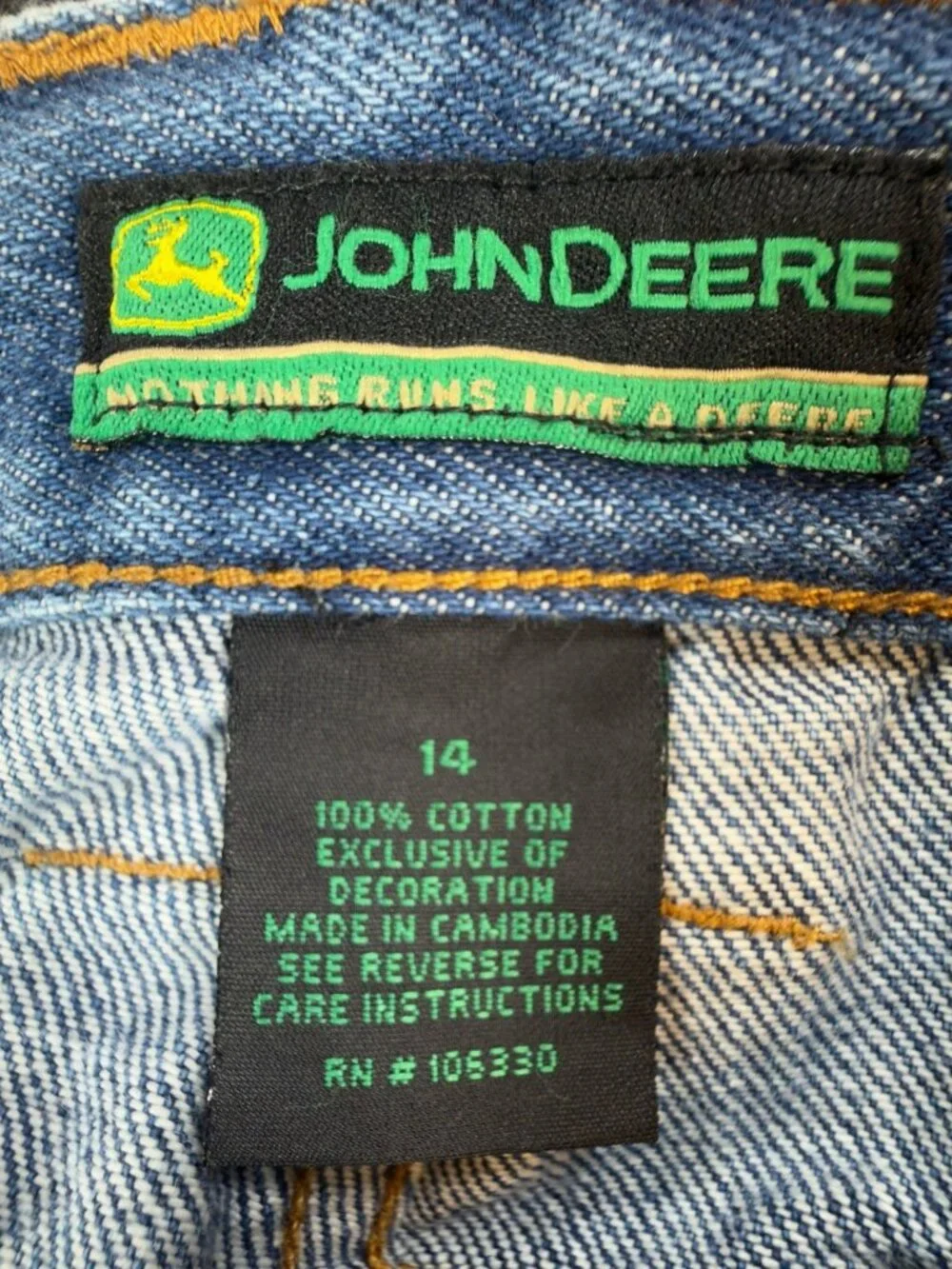 VTG John Deere Carpenter Shorts Boys 14 Womens Denim Utility Jorts NOS NWT